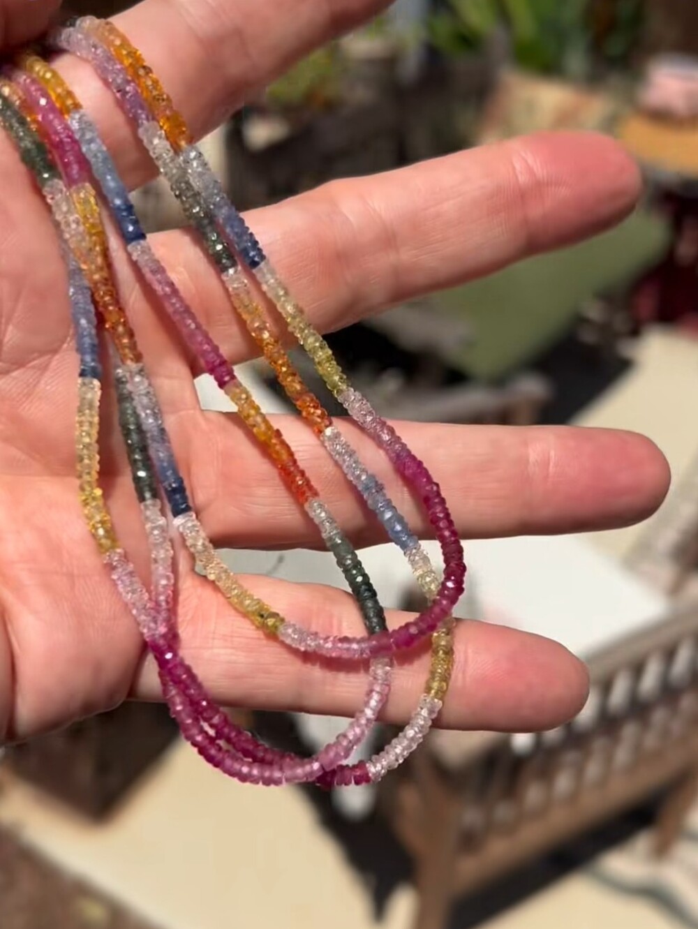 Genuine Sapphire Multi-Color Beaded Necklace